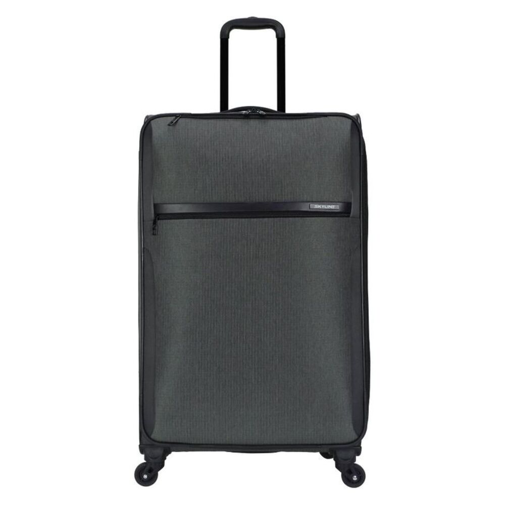 Skyline Large Checked Spinner Wheels Suitcase - Gray
